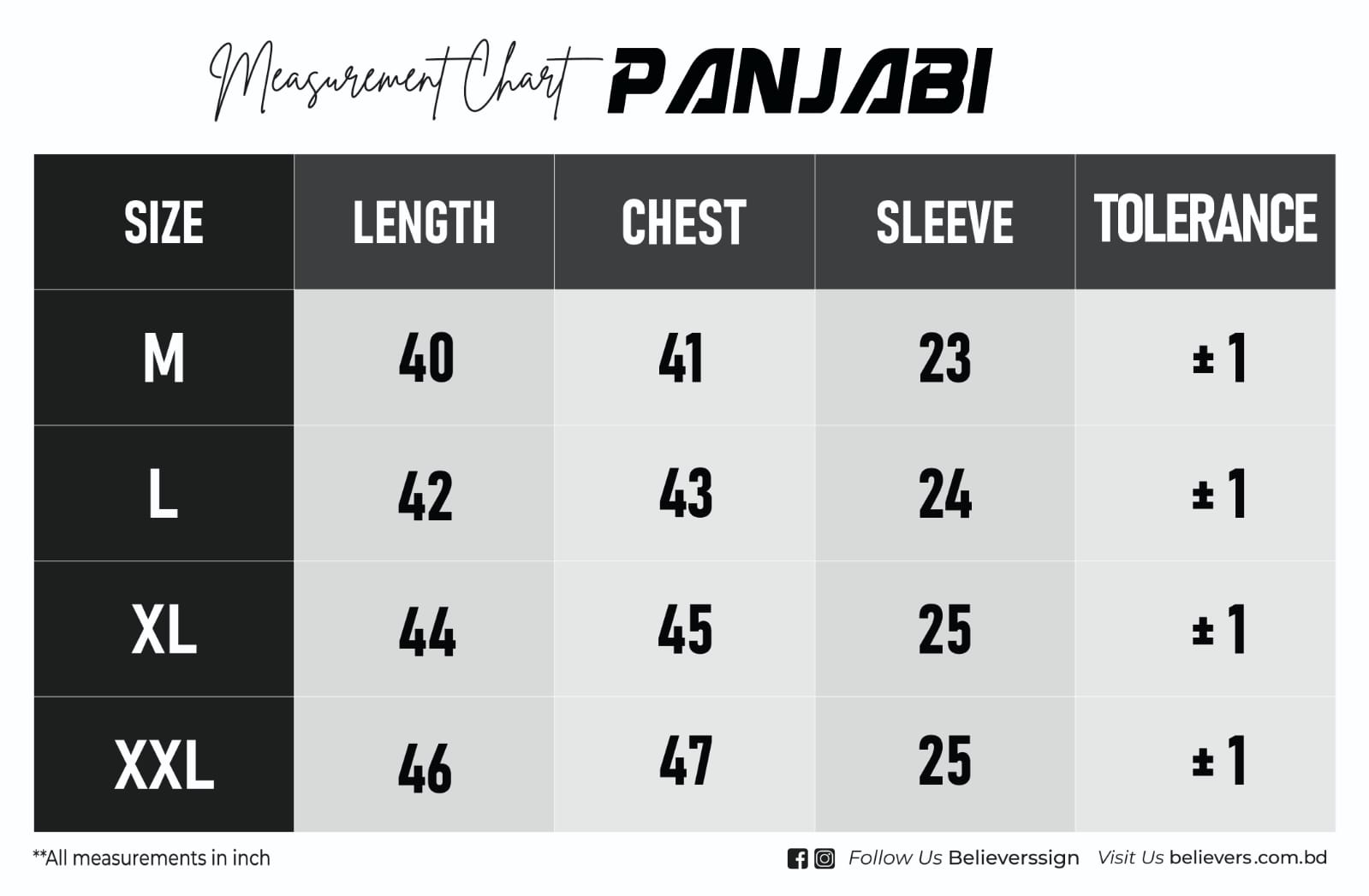 Size chart