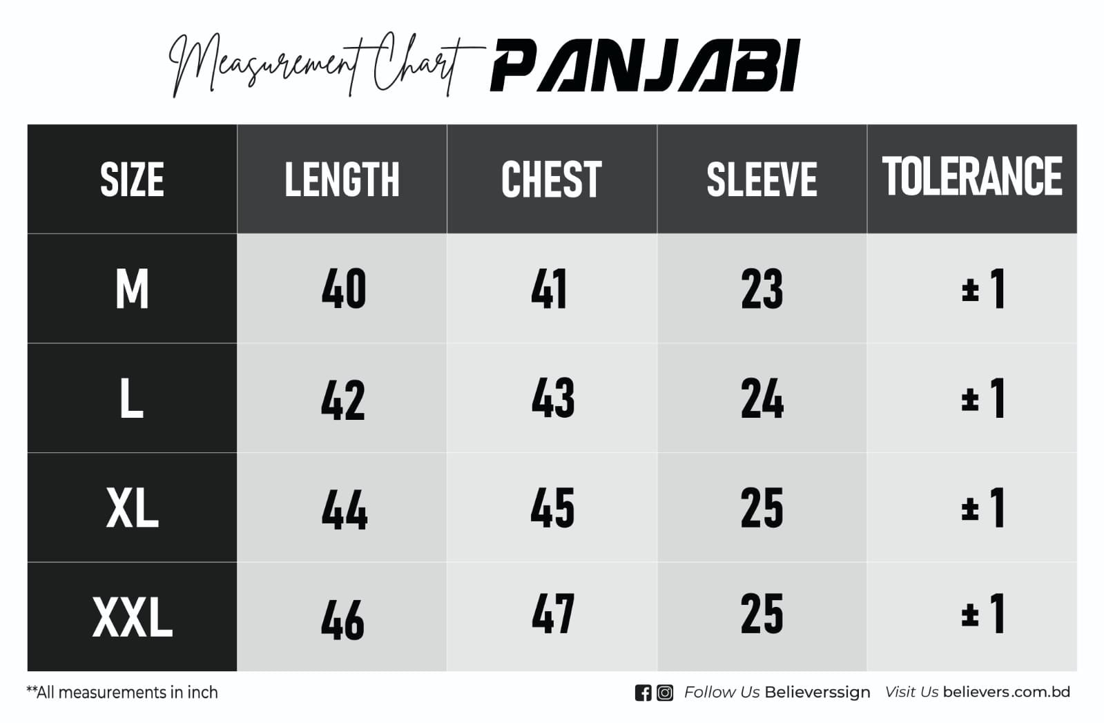 Size chart