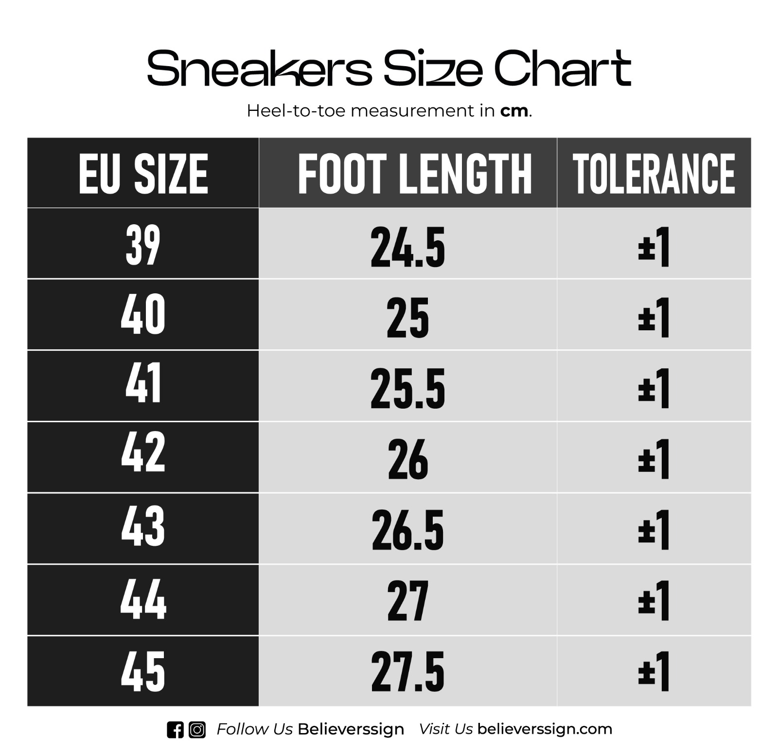 Size chart
