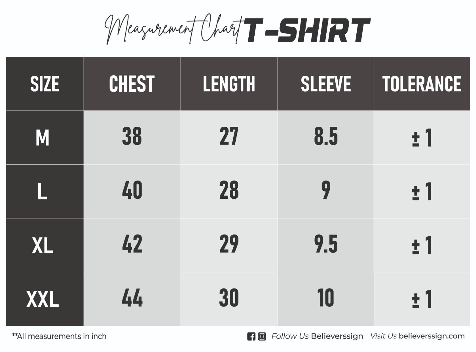 Size chart