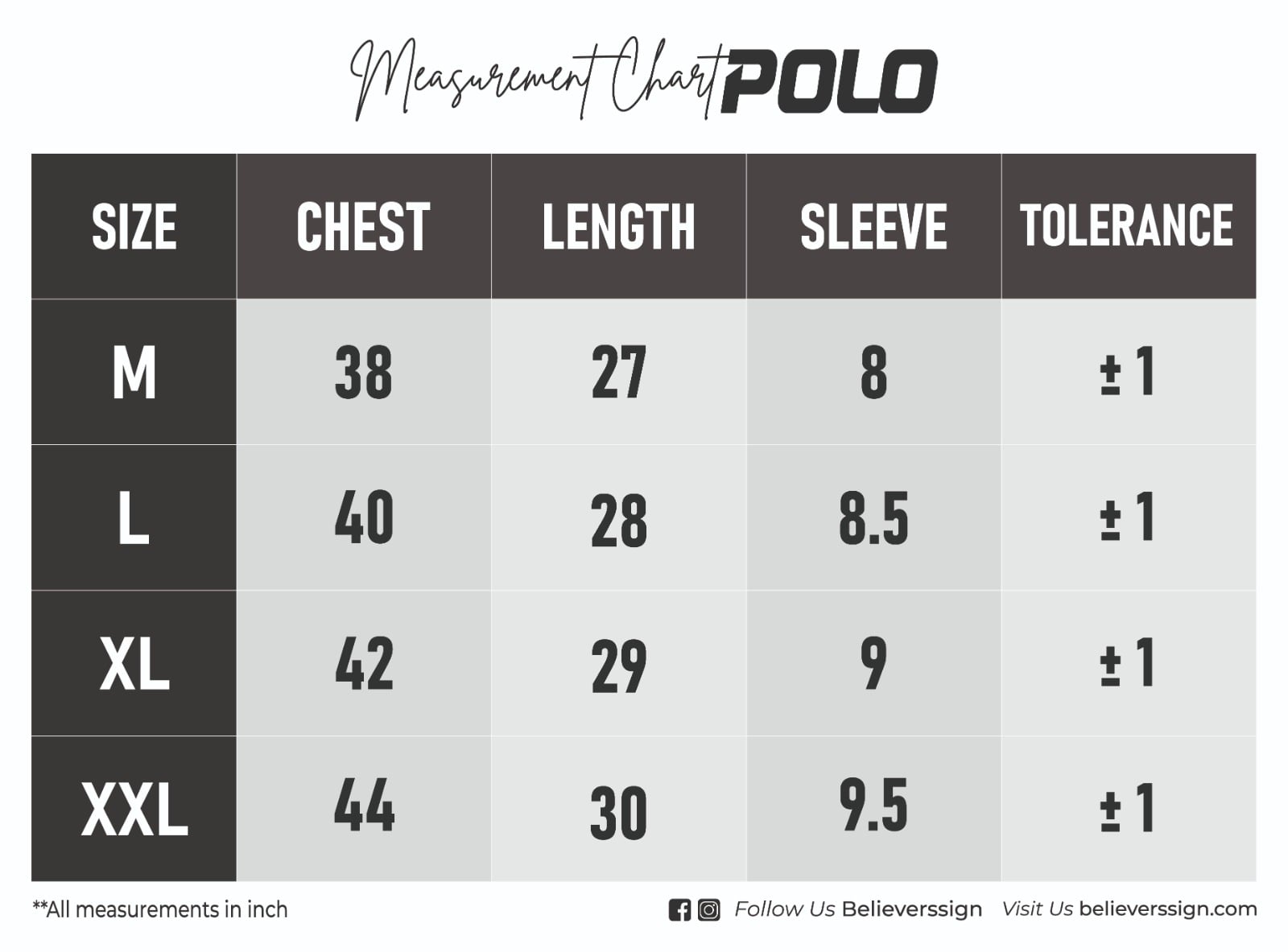 Size chart
